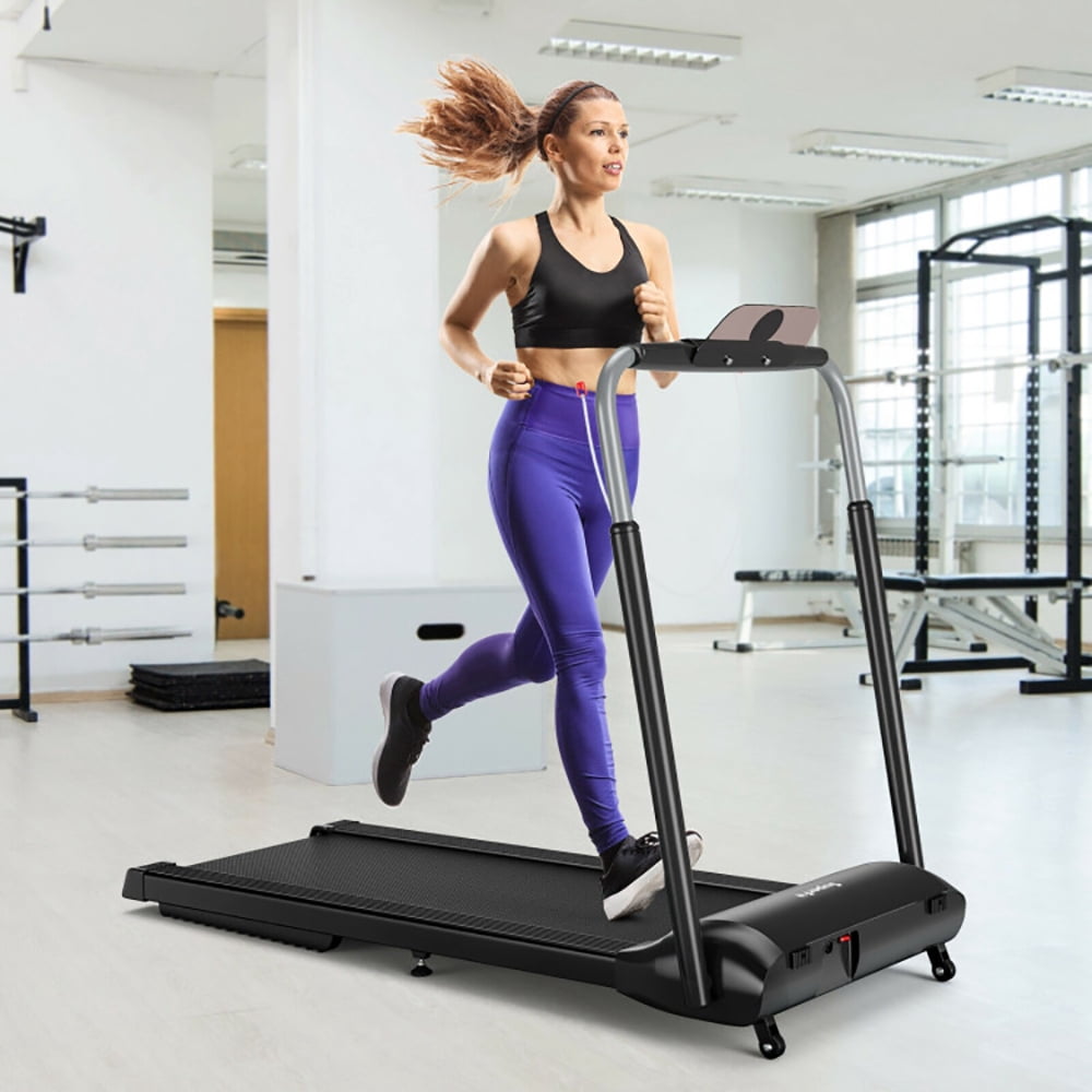 Topcobe Compact Folding Treadmill with Touch Screen APP Control, Indoor Fitness Equipment, Modern Sports Equipment-Black
