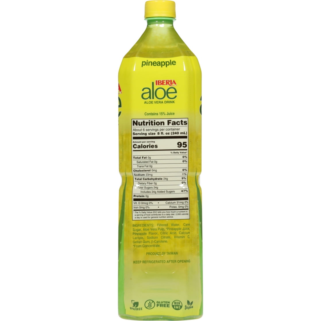 (4 pack) Iberia Pineapple Aloe Vera Drink with Pure Aloe Pulp 50.8 fl oz
