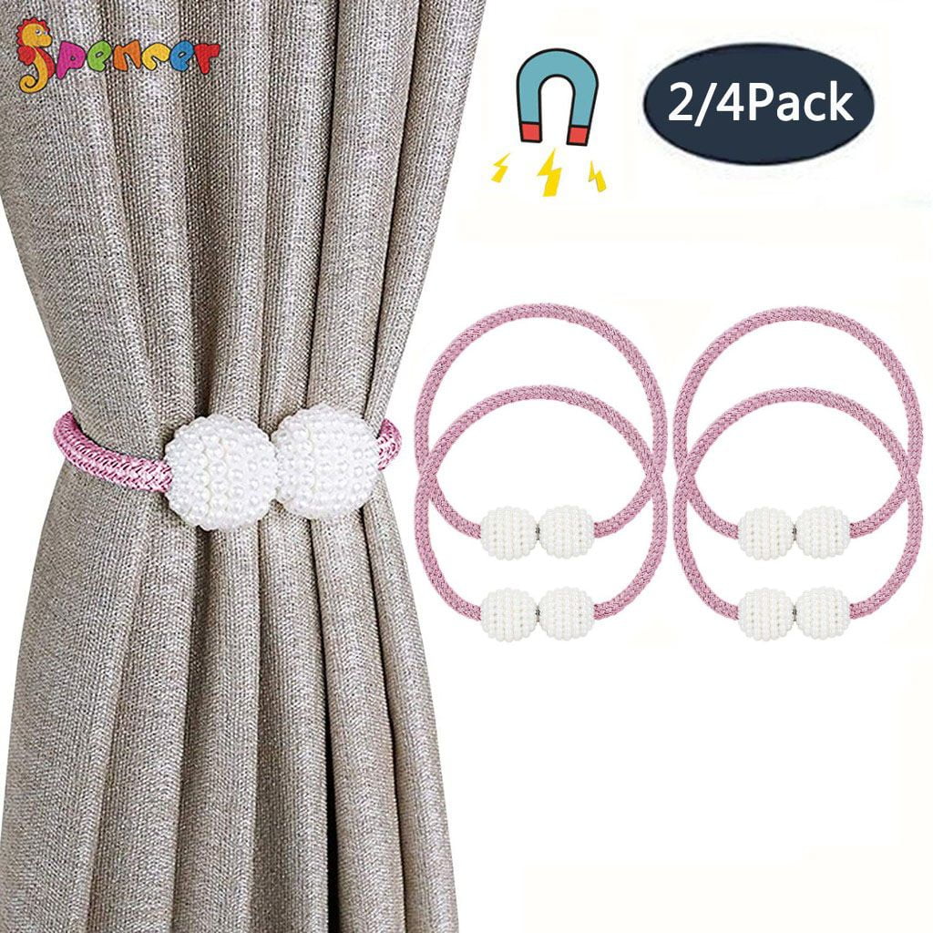 Gold Curtain Tie backs 2 PCS Magnetic Curtain Tiebacks Pearl Ball Curtain Hooks Curtain Holdback Curtain Holder Buckles