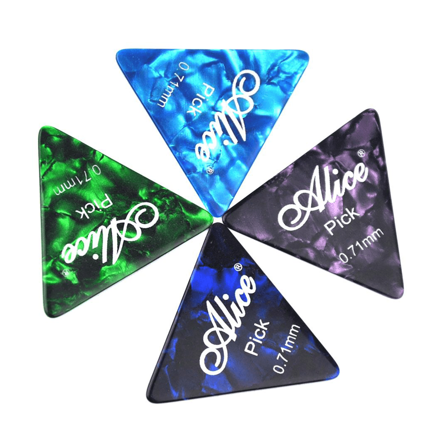 100Pcs Alice 355 Shape Triangle Guitar Picks Celluloid Plectrums 6 Gauges Mixed