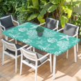 thumbnail image 2 of Teal Coastal Table Cloths for 6 Foot Rectangle Tables, Nautical Beach Starfish Coral Summer Patio Waterproof Elastic Fitted Tablecloths, Washable Rectangular Table Cover for Camping, 2 of 8