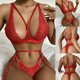 thumbnail image 2 of Gibobby Ropa interior mujer Mujeres Sexy Malla de Encaje Floral Bordado Liga ligada Lencería Ropa Interior Conjuntos de lencería Sexy(Rojo, G), 2 of 5