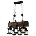 thumbnail image 6 of Vintage Wooden Hanging Pendant Light Retro Loft Lantern Chandelier 6 Light Brown, 6 of 20