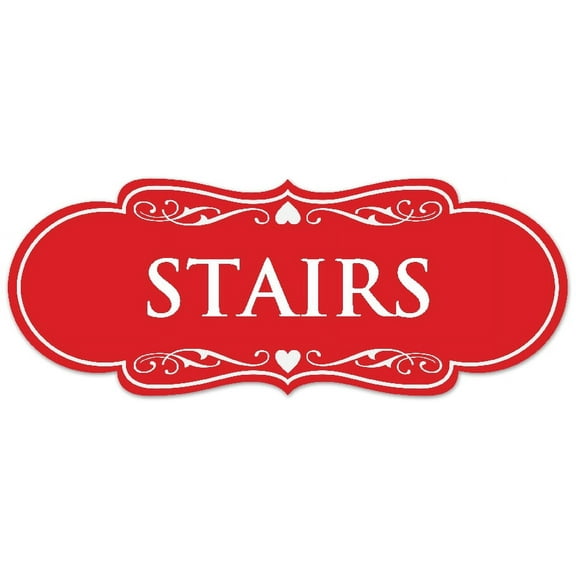 Signs ByLITA Designer Stairs Sign - Easy Installation | Durable Wall or Door Sign (Red) - Large
