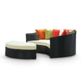 thumbnail image 3 of Taiji Collection EEI-645-EXP-MUL 71 Outdoor Daybed and Ottoman with 7 Throw Pillows  All Weather Synthetic Rattan Weave  Water and UV Resistance in Espresso and Multicolor, 3 of 4