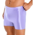 thumbnail image 4 of CHICTRY Mens Glossy Short Leggings Solid Color Shorts for Swimming Fitness Jogging Purple XL, 4 of 7