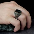 thumbnail image 2 of Ephesus Jewelry Handmade Sterling Silver Zircon Gemstone Men's Ring (Green | Black), 2 of 4