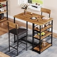 thumbnail image 3 of Homhougo Kitchen Table Set, Dining Table and Chairs for 2 with Storage Shelf, Dining Room Table Set with 2 Upholstered Chairs, Bar Dining Table Set for Small Spaces, Apartment, Rustic Brown, 3 of 13