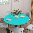 thumbnail image 5 of Turquoise Plaid Round Tablecloth for 36-44 Inch Tables,Fitted Table Cover with Elastic Edge,Geometric Leaf Diamond Morocco Abstract Waterproof Outdoor Table Cloth Protector for Patio Garden Dinner, 5 of 9