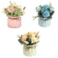 thumbnail image 1 of Flores de Hortensia,Flores artificiales de hortensia Plantas falsas Bonsai,Florero de cerámica Mini Planta en maceta Decoraciones para el hogar,Arreglos de boda Centros de mesa para, 1 of 9