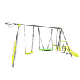 thumbnail image 4 of Kselythan 440lbs Swing Sets,Metal Swing Frame With 31.5in Net, Swing Climbing Ladder Swing Glider Hanging Ring Basketball Hoop And Soccer Net,  For Kids Aged 3+ Backyard Birthday Play, 4 of 8