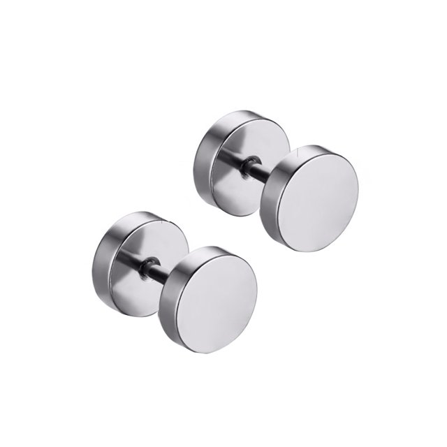 Unisex Stainless Steel Ear Stud Earring Titanium Dumbbell High Polished Ear Piercing Punk Style