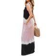 thumbnail image 3 of Robe Maxi à Bretelles Sans Manches à Col en V Dégradé Colorblock pour Femmes, 3 of 7