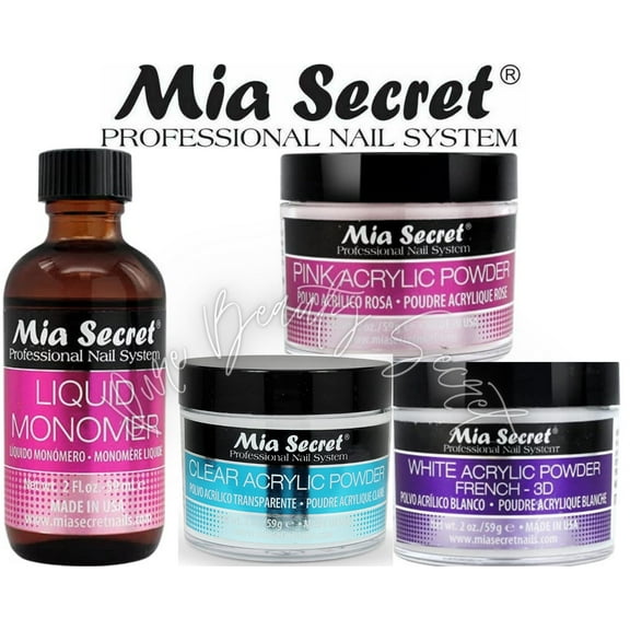 Mia Secret Liquid Monomer 2 oz and Powder 2 oz x 3 (CLEAR   WHITE   PINK)