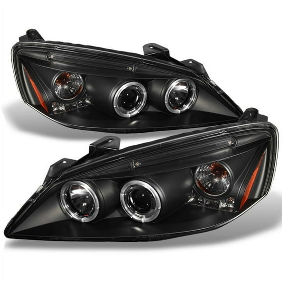 AKKON - For Pontiac G6 Black Bezel Dual LED Ring Projector Replacement Headlights Front Lamps Left/Right Pair