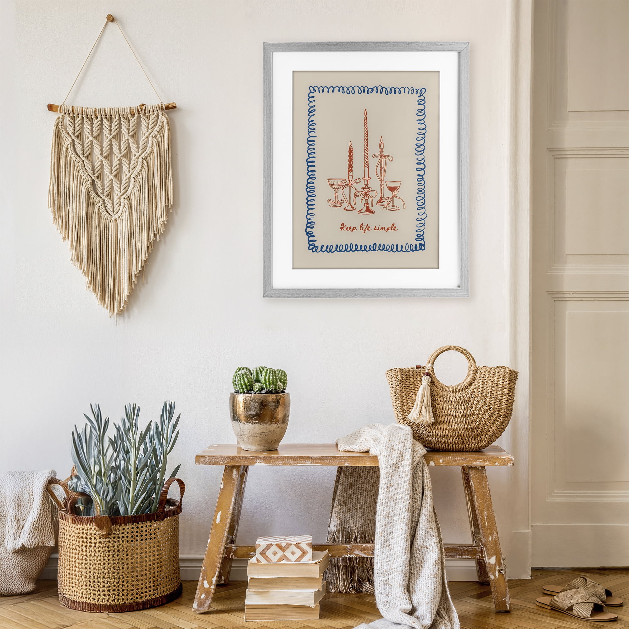 Stupell Industries Keep Life Simple Candles Gray Framed Print Under Glass, design by The Prints Vibe