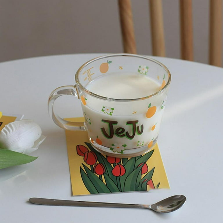 Cute Glass Cup Graduated Hot Tea Water Milk Coffee Glass Juice Mug