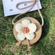 thumbnail image 1 of Bolso pequeño de paja tejido a mano de verano, bolso color piel, mini bolso de paja para niños con lindas flores, bolso mensajero para niños, 1 of 6