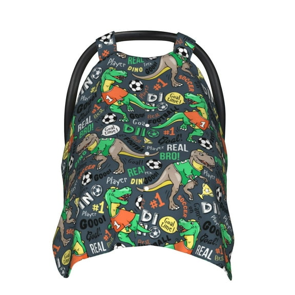 Car Seat Cover Baby - Dinosaur Plays Soccer Breathable Infant Car Seat Cover for Baby Carseat, Lightweight Comfort Baby Essentials Must Haves Newborn Stuff for Girl Boy