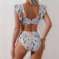 thumbnail image 4 of Minjewel Women High Waist Ruffled 2 PC Bikini Swimsuit Fashion Beach Bathing Suit, Yellow XL, 4 of 6