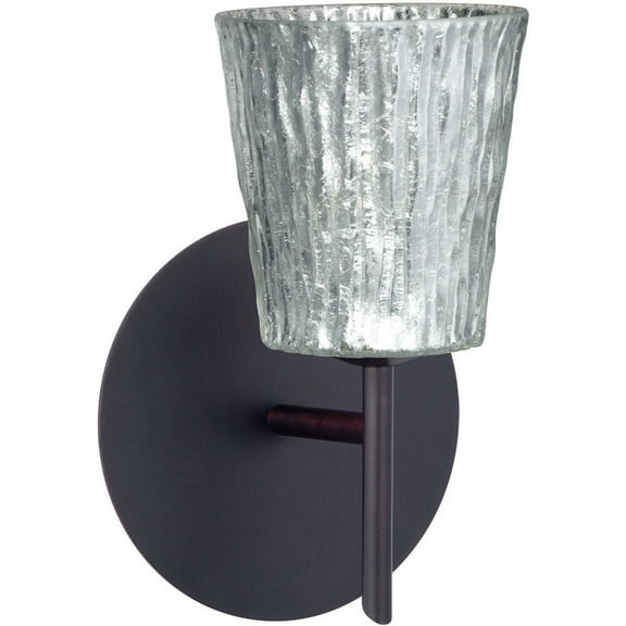 1SW-5125SF-LED-BR Besa Lighting Nico 4-One Light Mini Wall Sconce-5 Inches Wide by 7 Inches High-Bronze Finish-Stone Silver Foil Glass Color-LED