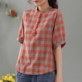 thumbnail image 4 of Camisas de Manga Corta para las Mujeres Casual, Botón de Cuello en V de la Moda de Verano, Top Suelto/Camisa Casual, 4 of 4