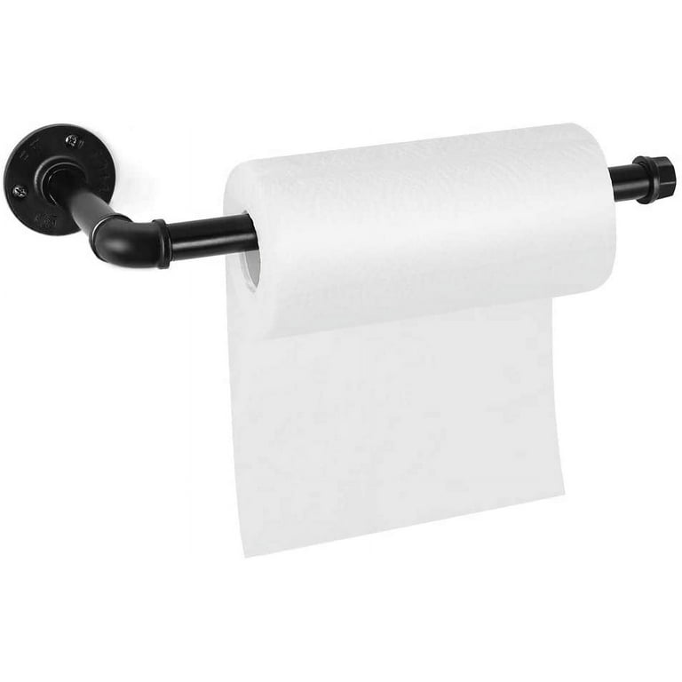 Black Wall-Mounted Industrial Pipe Paper Towel Holder