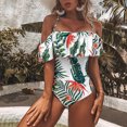 thumbnail image 4 of EQWLJWE Women's One Piece Swimsuit Vintage Off Shoulder Ruffled Bathing Suits, 4 of 5