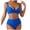 Blue, variant on Women's Twist Front Modest Large Bust Swimsuit Padded High Waisted Ruched Bikini Set Two Piece Bathing Suit (Light Blue, XXL)