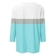 thumbnail image 4 of Olyvenn Womens Square Neck 3/4 Sleeve T Shirts 2025 Casual Print Basic Colorblock Tunic Tops Loose Tees Vacation Clothes 2025 Light Blue XXXXL, 4 of 4