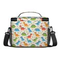 thumbnail image 3 of Dinosaur and Flower Beige Pattern Insulated Lunch Box for Women Men, Medium Leakproof Cooler Bag with Adjustable Strap, 10"x6.7"x8", 3 of 6