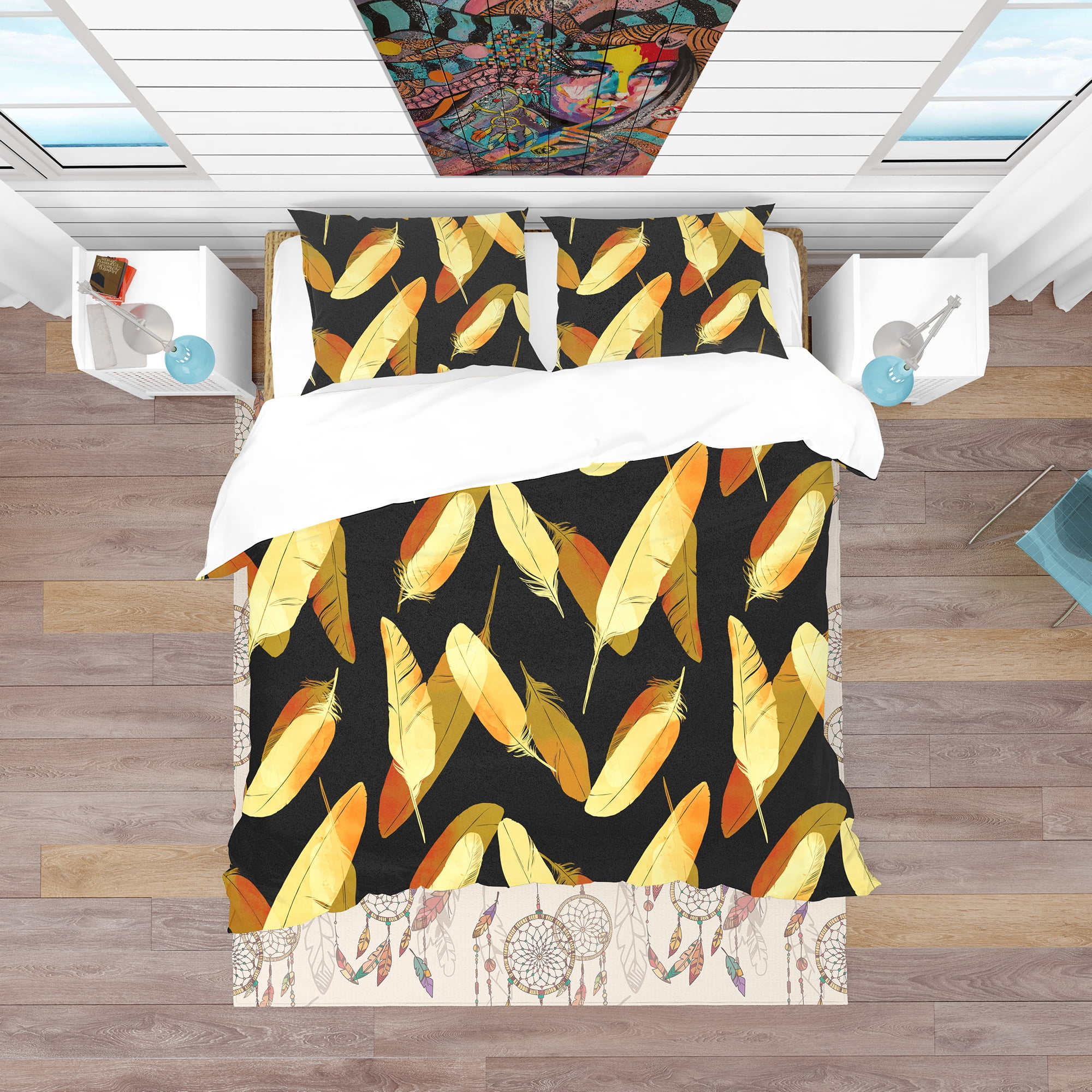 Designart 'Bird Feathers Pattern' Southwestern Duvet Cover Set