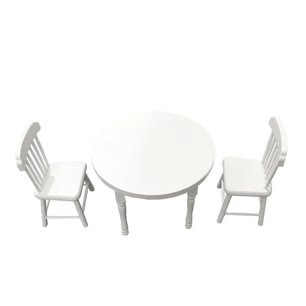 8.5cm White Metal Outdoor Table & Chairs Dining Set for Miniature Garden Crafts 