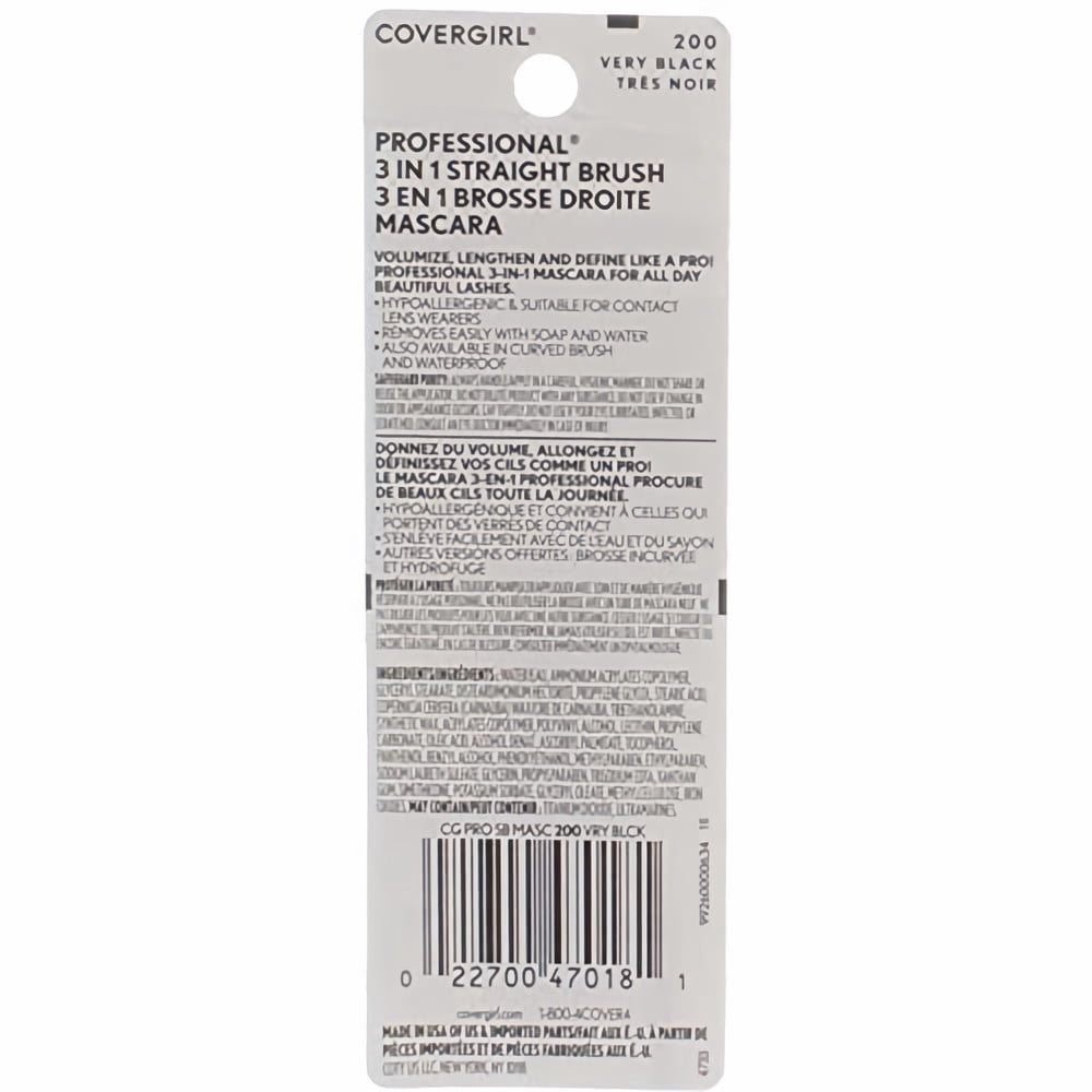 COVERGIRL Professional Mascara Regular Brush Very Black 200 .3 Fl Oz (Pack of 3)
