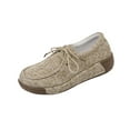 thumbnail image 1 of Chaussures de Course pour Femmes, Chaussures Décontractées Unies à Lacets devant, Bout Rond, Plates à Semelle Épaisse, Toutes Saisons, Mocassins pour Femmes, 1 of 9