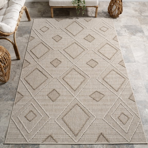 nuLOOM Maline Geometric Indoor/Outdoor Area Rug, 4' x 6', Beige