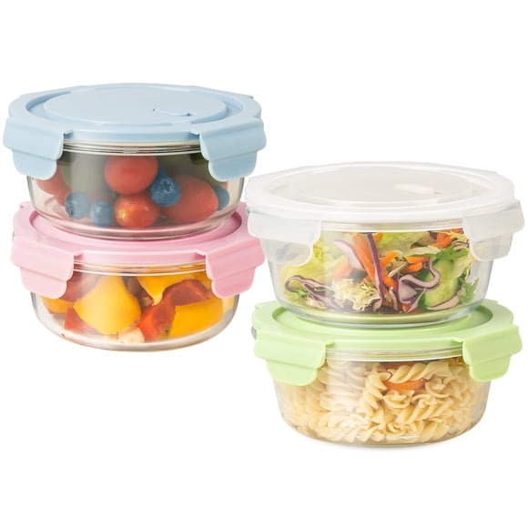 Recipientes herméticos de vidrio para almacenamiento de alimentos Freshmage, 600 ml, paquete de 4