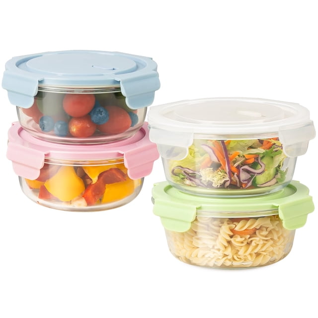 Recipientes herméticos de vidrio para almacenamiento de alimentos Freshmage, 600 ml, paquete de 4