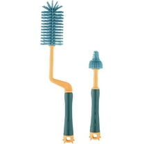 Dish Sponge on A Stick New Baby Silicone Bottle Cleaning Brush 360 Rotating Bottle Brush Pacifier Brush 2 Piece Set Kitchen Cleaners (Blue One Size)