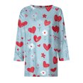 thumbnail image 4 of Lumtrix Womens Valentine Tops Casual Crew Neck 3/4 Length Sleeve Shirts Cute Love Heart T Shirts Loose Spring Fall Clothes 2026 Purple Pink 2XL, 4 of 6