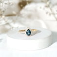 thumbnail image 5 of Real London Blue Topaz Teardrop Ring with Moissanite Halo (5X7 mm, AAA Quality), 10K Yellow Gold, US 5.00, 5 of 8