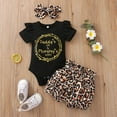 thumbnail image 2 of Boys Girls Two Piece Outfits Newborn Infant Baby Girls Letter Romper+Leopard Shorts+Headbands Outfits Set Summer Outfits for Girls Boys, 2 of 7