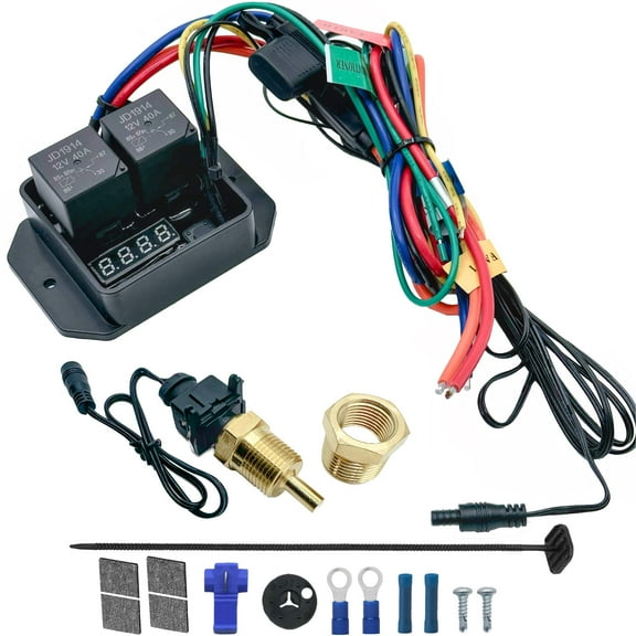 Digital Adjustable Electric Fan Controller NPT Thermostat Temp Switch Wiring Kit