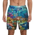 thumbnail image 2 of Picia Sea World pattern Mens Swim Trunks with Compression Liner Stretch Beach Shorts Quick Dry with Zipper Pockets No-Chafing Board Shorts-XX-Large, 2 of 9