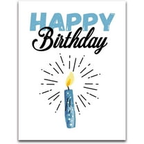 Jumbo Extra-Large Blue Happy Birthday Greeting Card - Measures 11.75" x 9" - Blank on the Inside - Single
