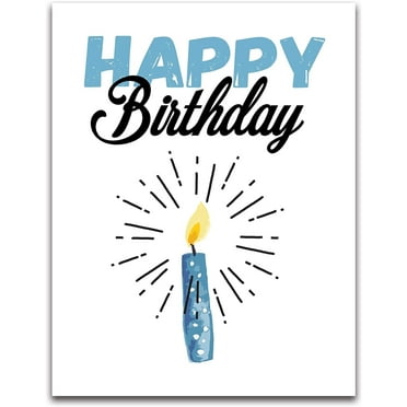 Jumbo Extra-Large Blue Happy Birthday Greeting Card - Measures 11.75" x 9" - Blank on the Inside - Single