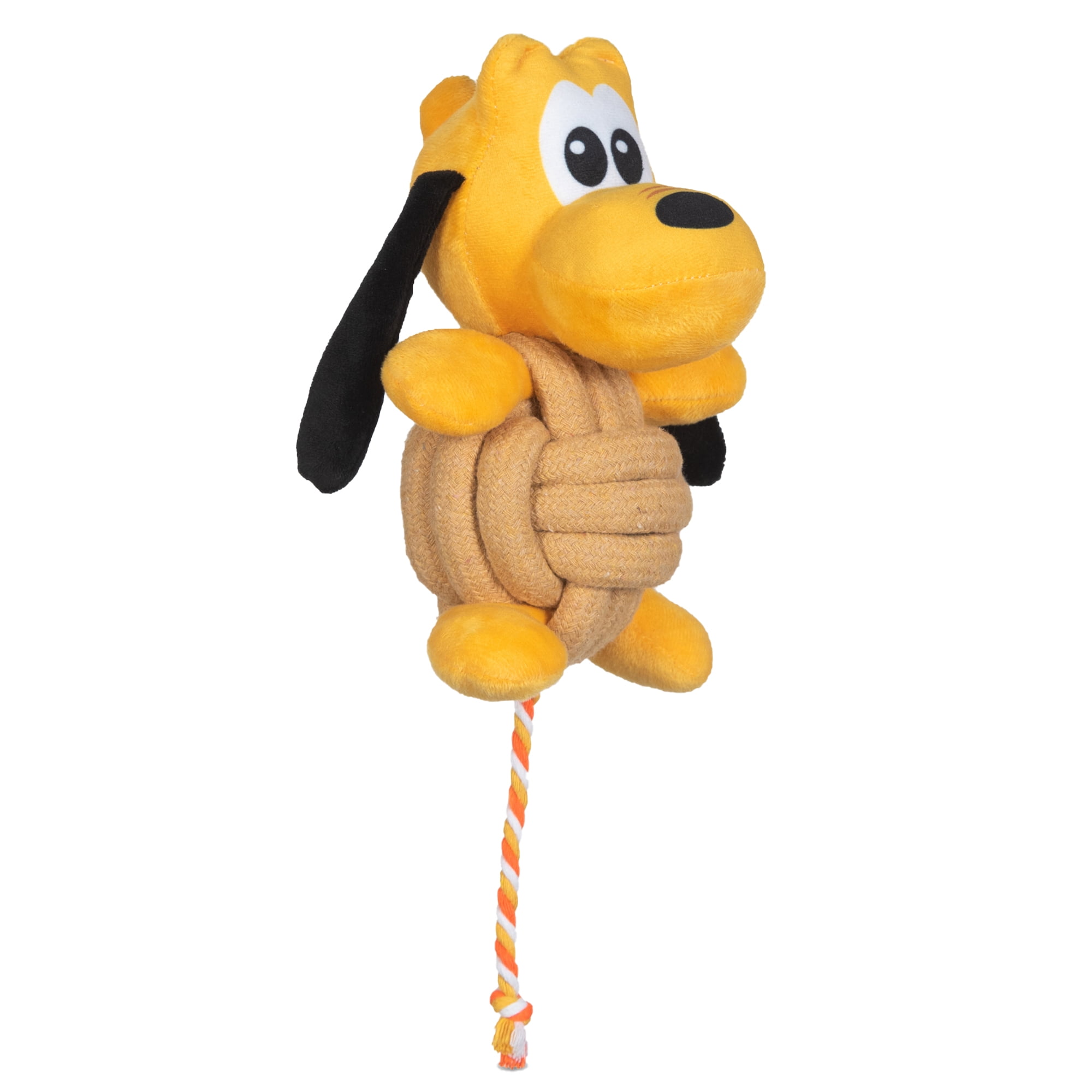 DISNEY MICKEY AND FRIENDS: Pluto Plush Rope Ball Squeaker Pet Toy-9in
