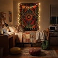 thumbnail image 3 of Twin Psychedelic Celestial Burning Sun Moon Planet Bohemian Tapestry Wall Hanging Dorm Decor Boho Tapestries Hippie Hippy Yellow Red tie dye Tapestry Beach Coverlet 90x60 inch, 3 of 5