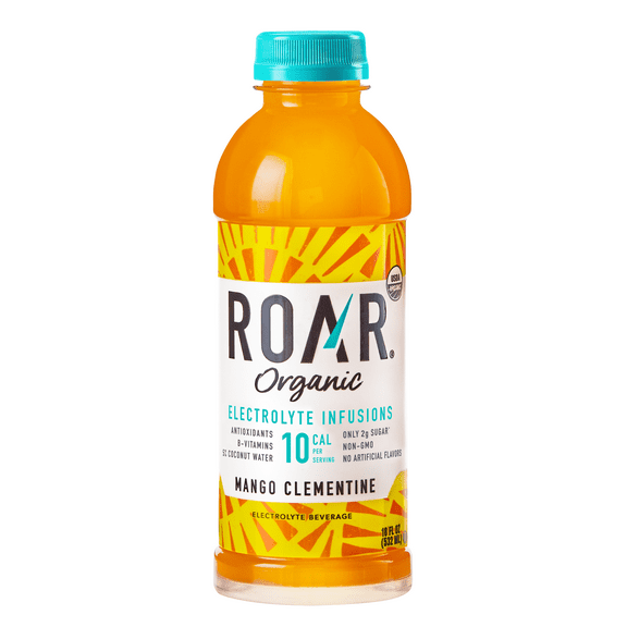 Roar Organic Beverage Mango Clementine with Antioxidants, B Vitamins, Low-Calorie, Low-Sugar, Low-Carb, 18 Fl Oz (Pack of 12)