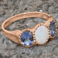 thumbnail image 5 of LBG British Made 18k Rose Gold Real Natural Opal & Tanzanite Womens Statement Ring - 33 size options - Size 8, 5 of 7